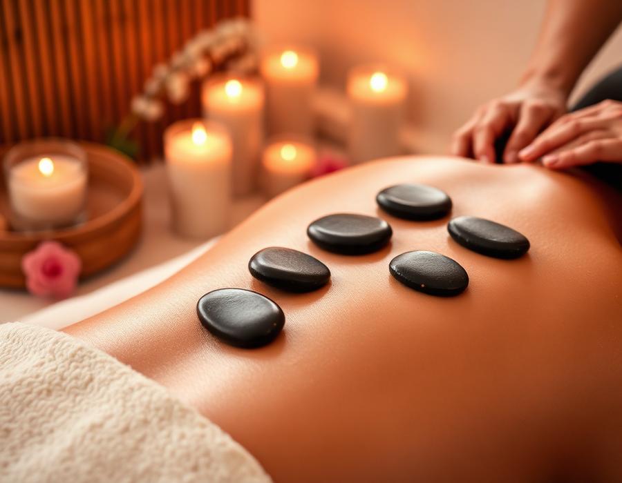 Hot stone massage with heated basalt stones in Dubai